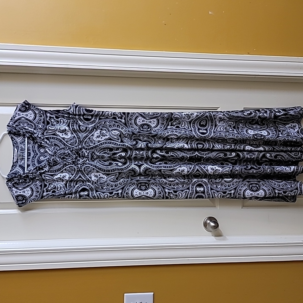 Allison Daley sleeveless long dress black/white patterns soft